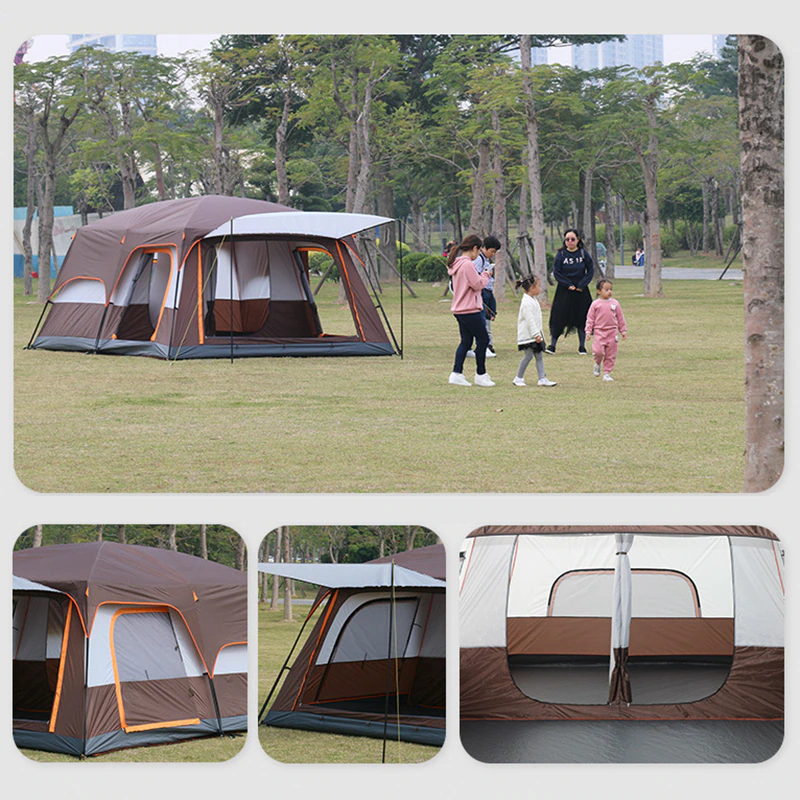 Cheap Goat Tents Large Camping Tent Two Story Outdoor 2 Living Rooms And 1 Hall High Quality Outdoor Family Camping Tent Large Space Tent For5 12   